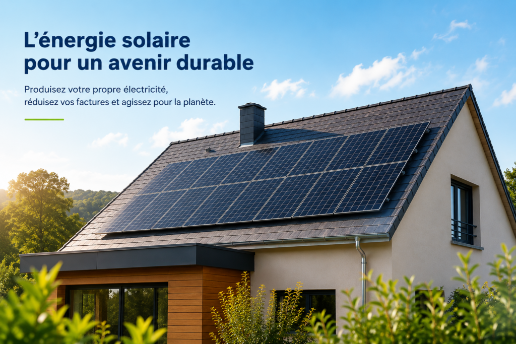 Installation photovoltaïque en Normandie avec panneaux solaires sur toiture d’une maison
